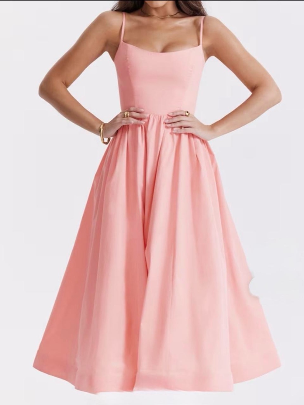 Spaghetti Strap Pink Maxi Dress